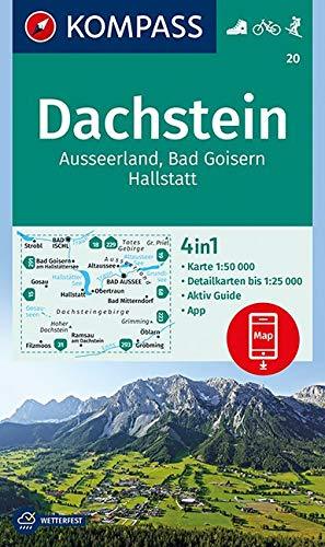 Carte de randonnée n° 020 - Dachstein, Ausseerland, Bad Goisern, Hallstatt + Aktiv Guide (Autriche) | Kompass carte pliée Kompass 