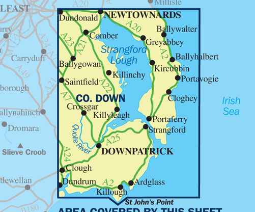 Carte de randonnée n° 021 - Strangford Lough (Irlande du Nord) | Ordnance Survey - Discoverer carte pliée Ordnance Survey 