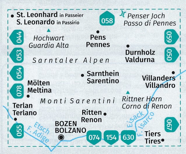 Carte de randonnée n° 056 - Sarntaler Alpen, Monti Sarentini (Alpes sarentines) (Italie) | Kompass carte pliée Kompass 