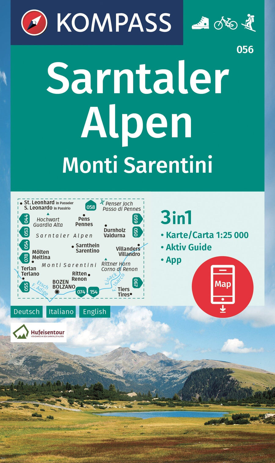Carte de randonnée n° 056 - Sarntaler Alpen, Monti Sarentini (Alpes sarentines) (Italie) | Kompass carte pliée Kompass 