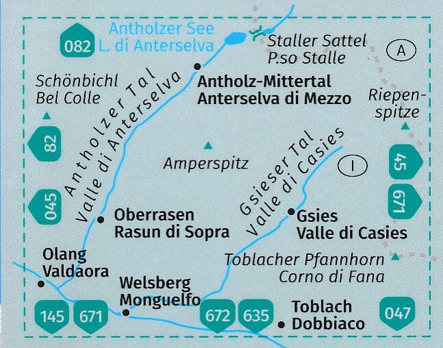 Carte de randonnée n° 057 - Antholz, Gsies, Anterselva, Valle di Casies (Italie) | Kompass carte pliée Kompass 