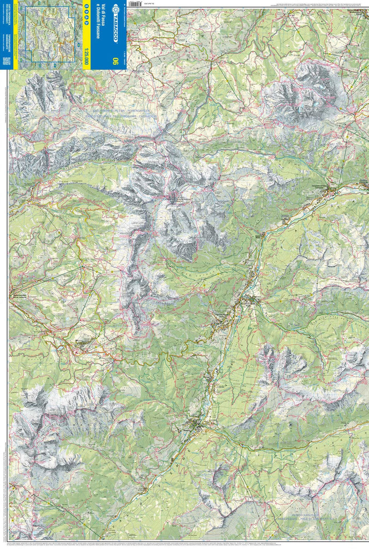 Carte de randonnée n° 06 - Val di Fassa (Dolomites, Italie) | Tabacco carte pliée Tabacco 