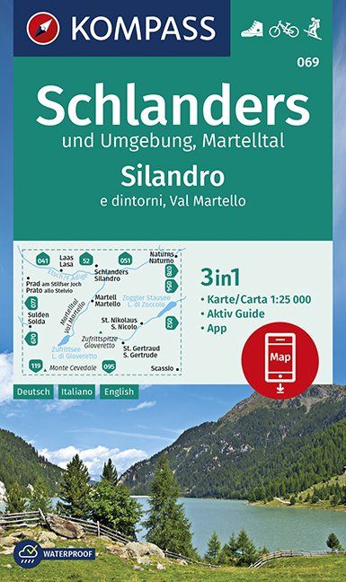 Carte de randonnée n° 069 - Schlanders und Umgebung/Silandro e dintorni (Italie) | Kompass carte pliée Kompass 