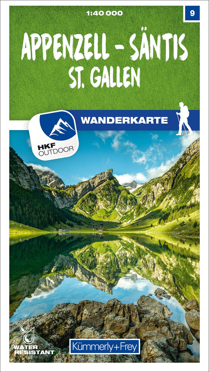 Carte de randonnée n° 09 - Appenzell, Säntis, St. Gallen (Suisse) | Kümmerly & Frey-1/40 000 carte pliée Kümmerly & Frey 