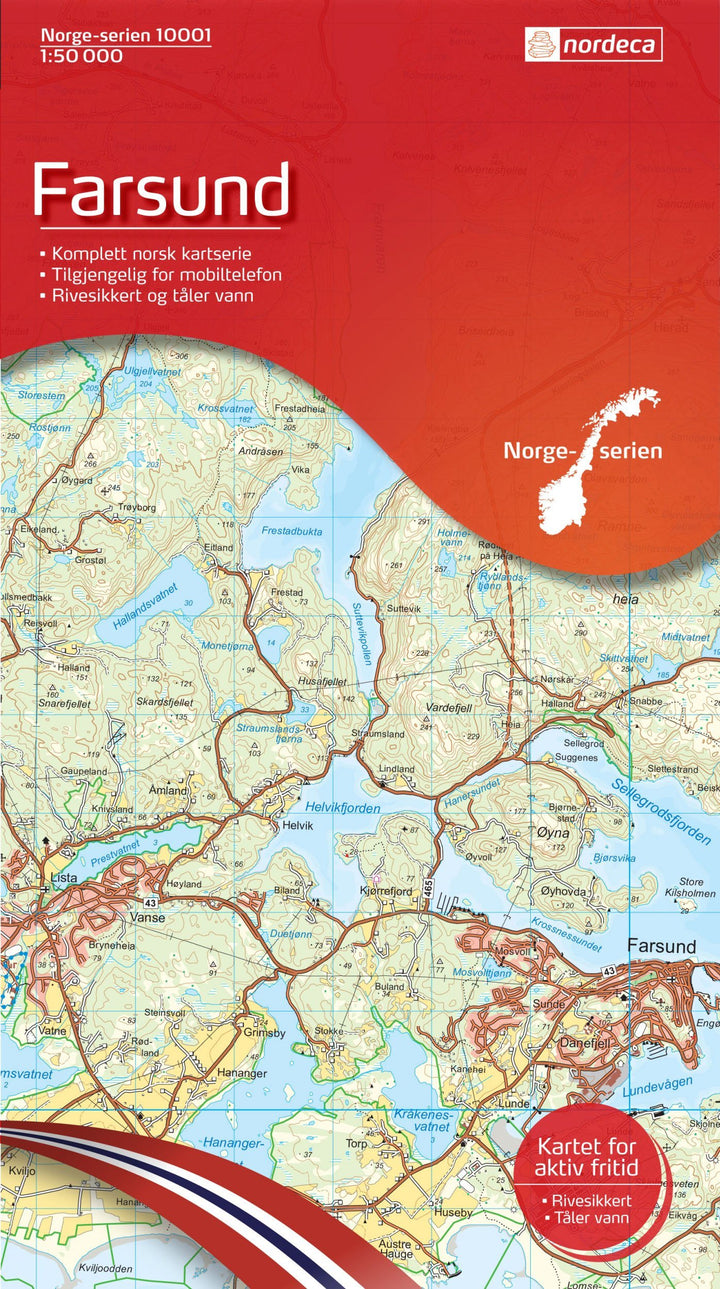 Carte de randonnée n° 10001 - Farsund (Norvège) | Nordeca - Norge-serien carte pliée Nordeca 
