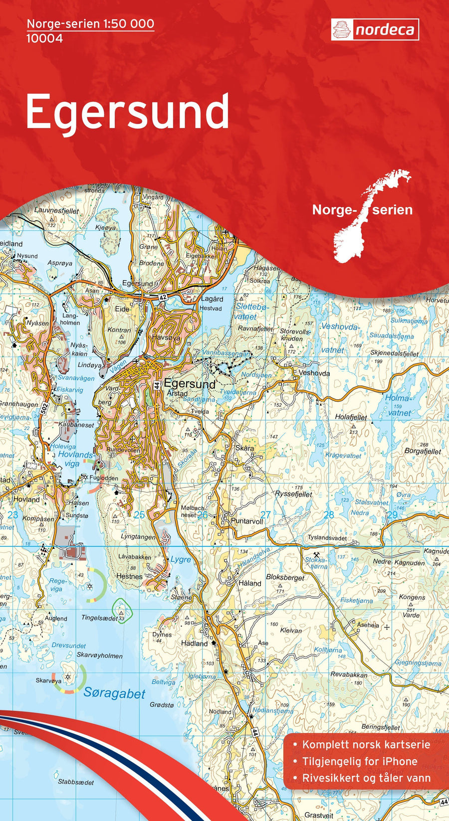 Carte de randonnée n° 10004 - Egersund (Norvège) | Nordeca - Norge-serien carte pliée Nordeca 