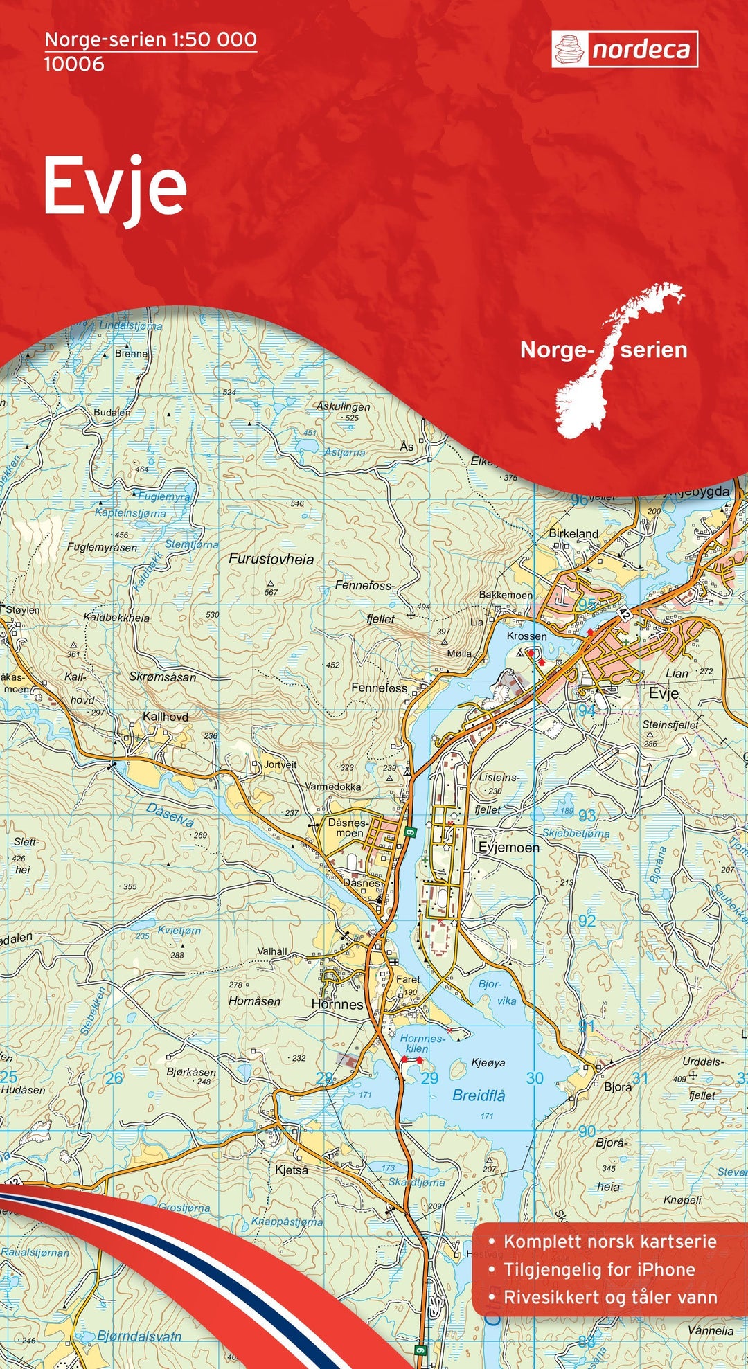 Carte de randonnée n° 10006 - Evje (Norvège) | Nordeca - Norge-serien carte pliée Nordeca 