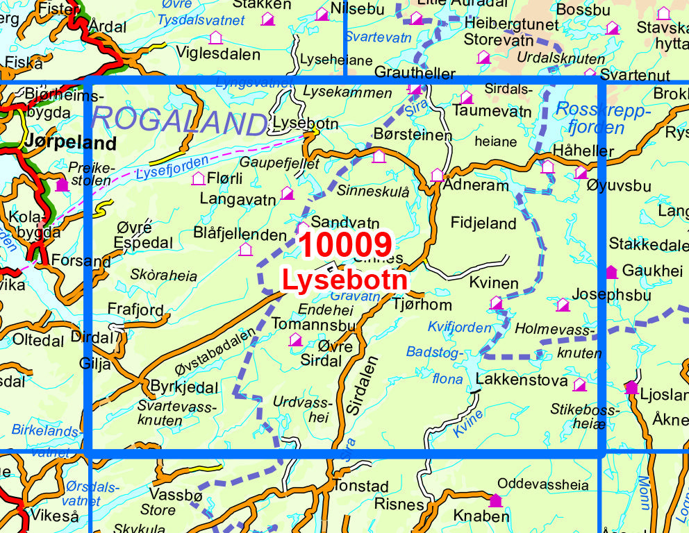 Carte de randonnée n° 10009 - Lysebotn (Norvège) | Nordeca - Norge-serien carte pliée Nordeca 