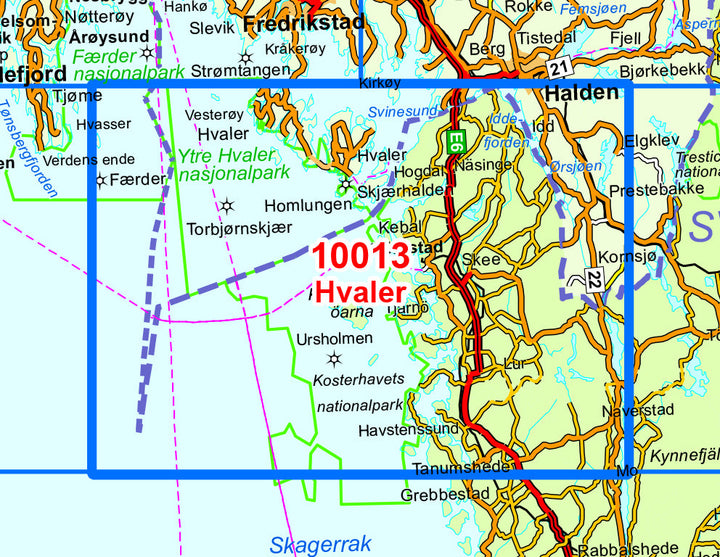 Carte de randonnée n° 10013 - Hvaler (Norvège) | Nordeca - Norge-serien carte pliée Nordeca 