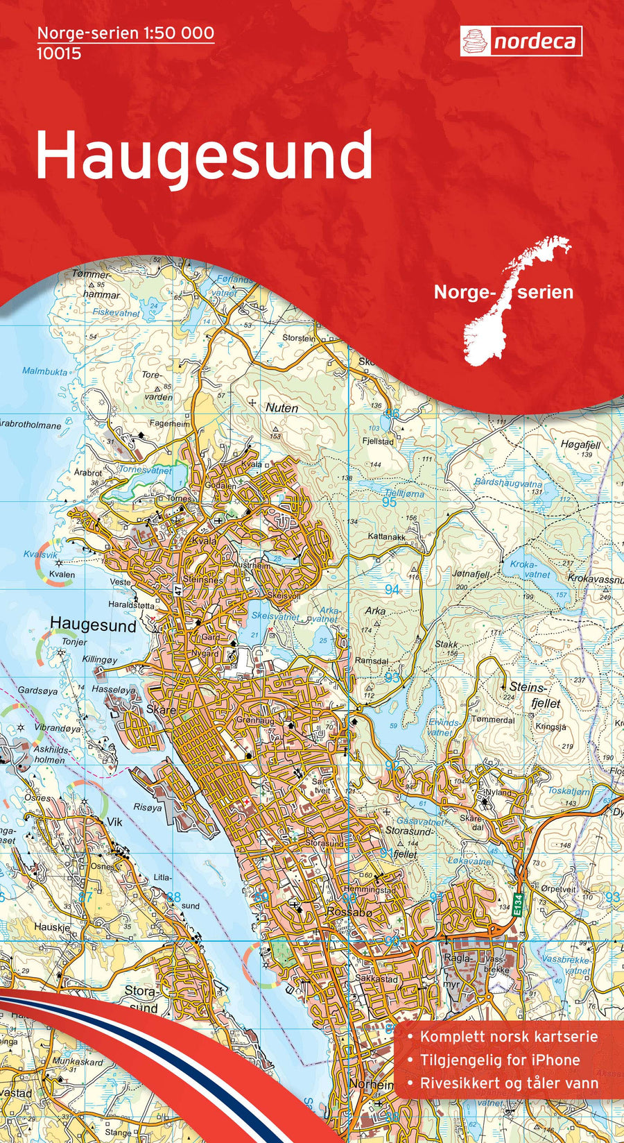Carte de randonnée n° 10015 - Haugesund (Norvège) | Nordeca - Norge-serien carte pliée Nordeca 
