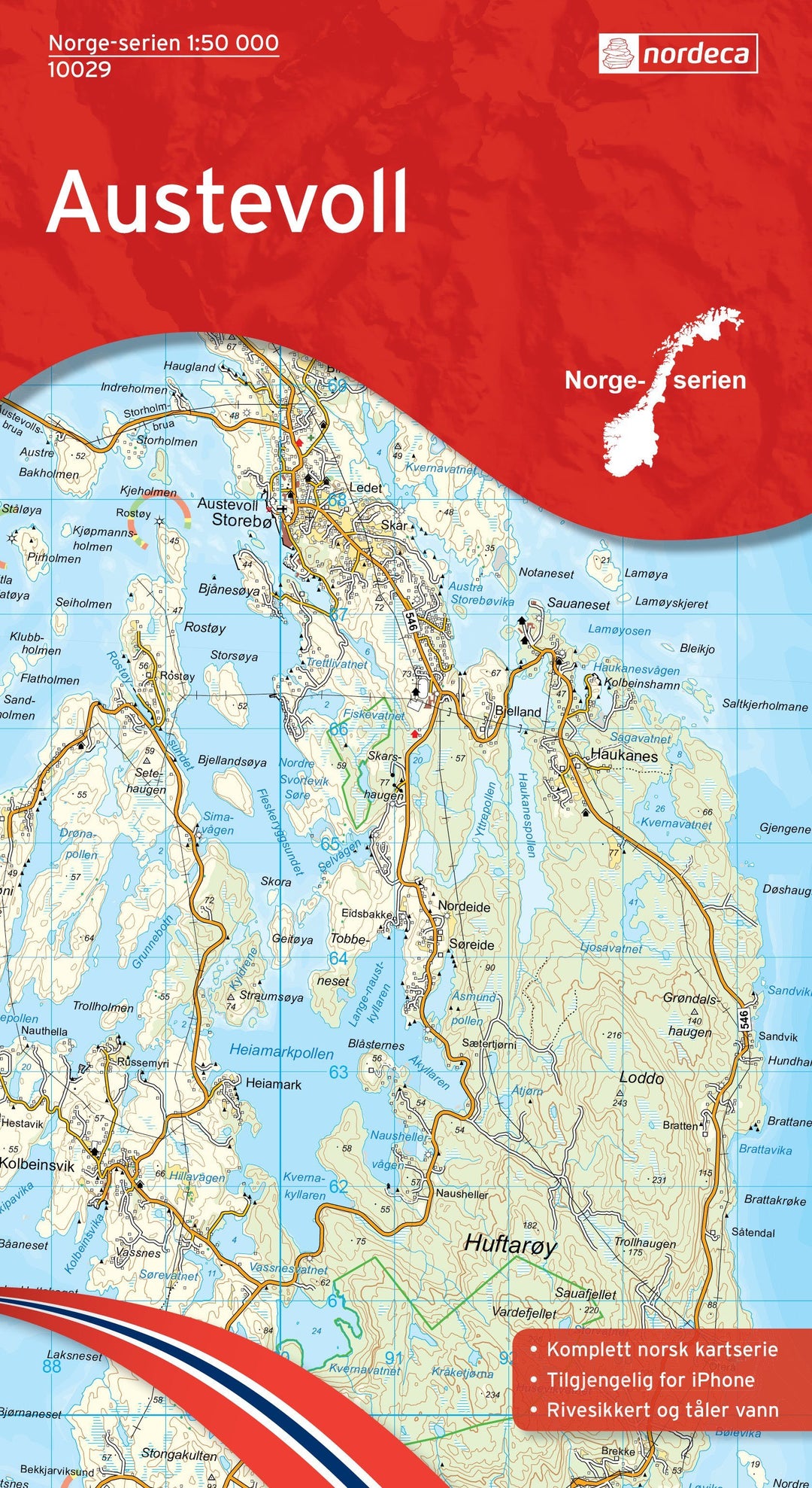 Carte de randonnée n° 10029 - Austevoll (Norvège) | Nordeca - Norge-serien carte pliée Nordeca 