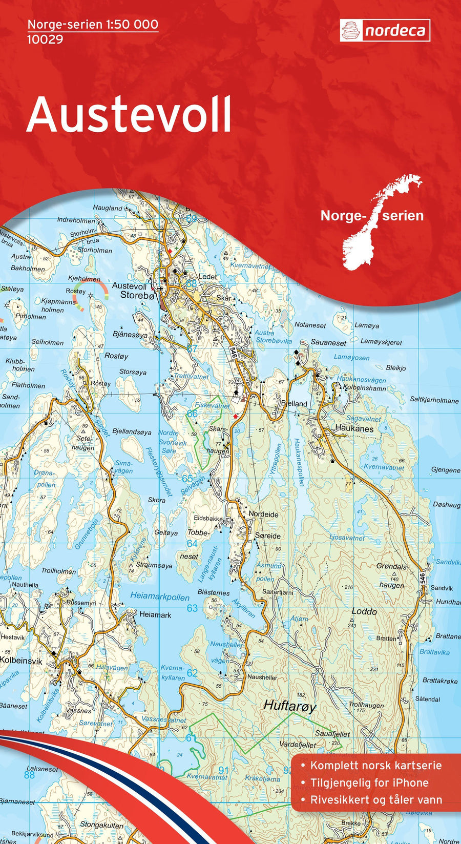 Carte de randonnée n° 10029 - Austevoll (Norvège) | Nordeca - Norge-serien carte pliée Nordeca 