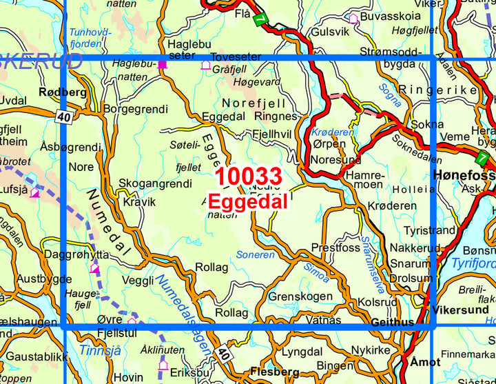 Carte de randonnée n° 10033 - Eggedal (Norvège) | Nordeca - Norge-serien carte pliée Nordeca 