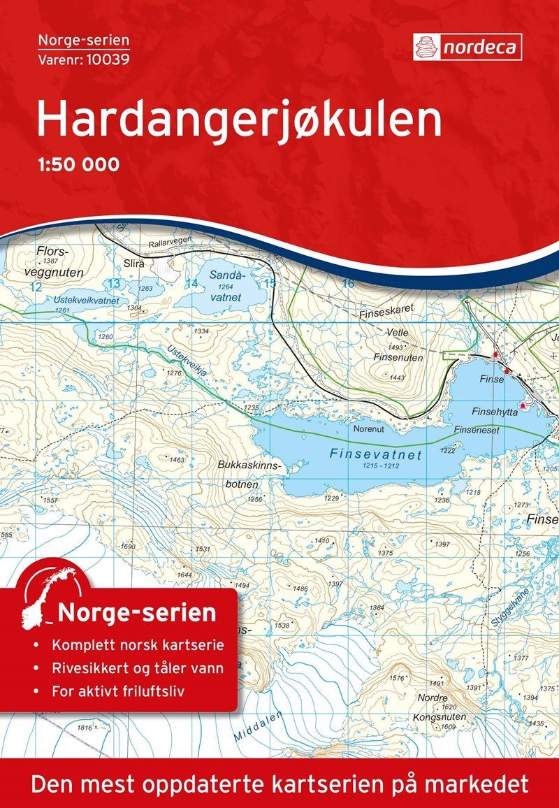 Carte de randonnée n° 10039 - Hardangerjokulen (Norvège) | Nordeca - Norge-serien carte pliée Nordeca 