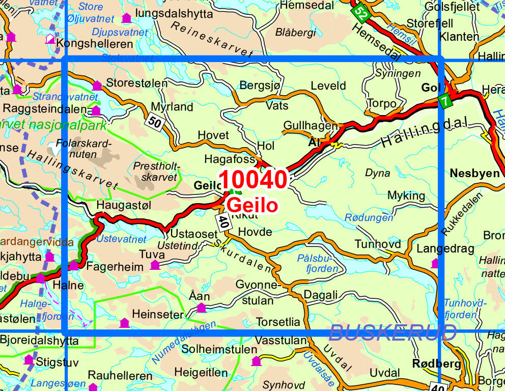 Carte de randonnée n° 10040 - Geilo (Norvège) | Nordeca - Norge-serien carte pliée Nordeca 