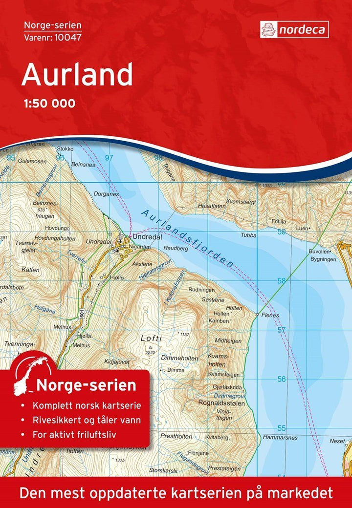 Carte de randonnée n° 10047 - Aurland (Norvège) | Nordeca - Norge-serien carte pliée Nordeca 