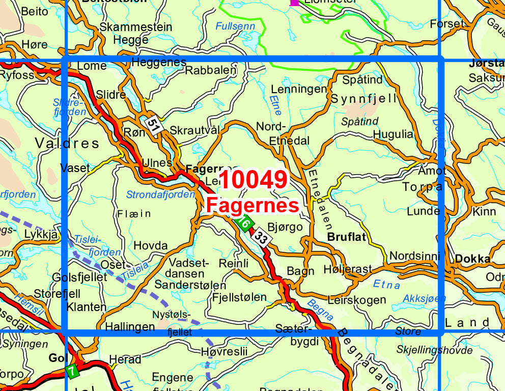 Carte de randonnée n° 10049 - Fagernes (Norvège) | Nordeca - Norge-serien carte pliée Nordeca 
