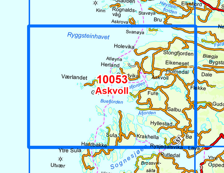 Carte de randonnée n° 10053 - Askvoll (Norvège) | Nordeca - Norge-serien carte pliée Nordeca 