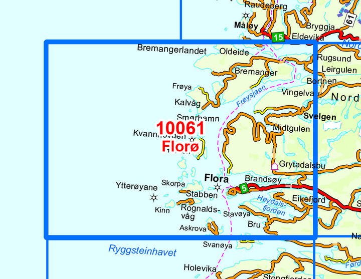 Carte de randonnée n° 10061 - Floro (Norvège) | Nordeca - Norge-serien carte pliée Nordeca 