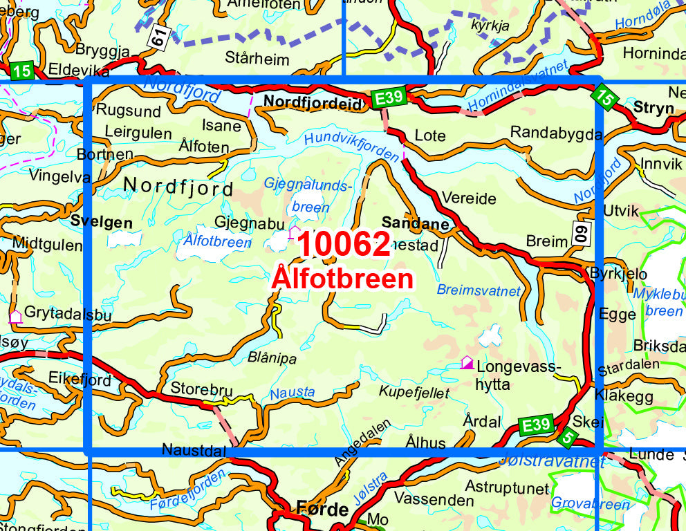 Carte de randonnée n° 10062 - Alfotbreen (Norvège) | Nordeca - Norge-serien carte pliée Nordeca 