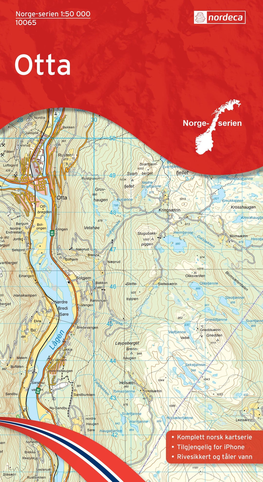 Carte de randonnée n° 10065 - Otta (Norvège) | Nordeca - Norge-serien carte pliée Nordeca 