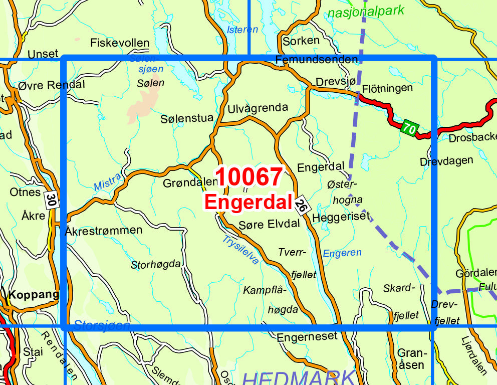 Carte de randonnée n° 10067 - Engerdal (Norvège) | Nordeca - Norge-serien carte pliée Nordeca 
