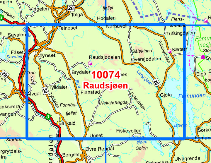 Carte de randonnée n° 10074 - Raudsjoen (Norvège) | Nordeca - Norge-serien carte pliée Nordeca 