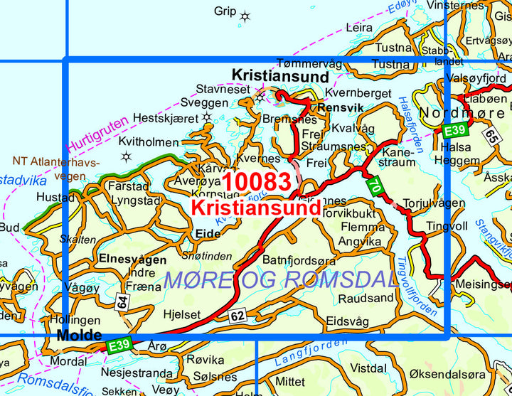 Carte de randonnée n° 10083 - Kristiansund (Norvège) | Nordeca - Norge-serien carte pliée Nordeca 