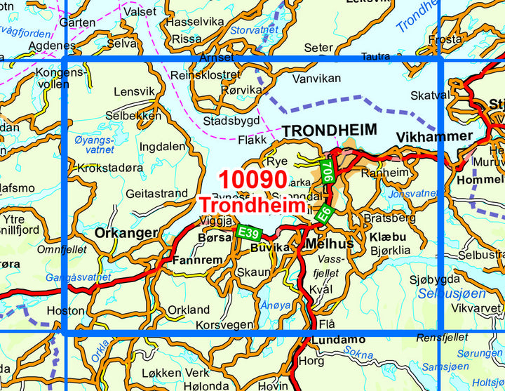 Carte de randonnée n° 10090 - Trondheim (Norvège) | Nordeca - Norge-serien carte pliée Nordeca 