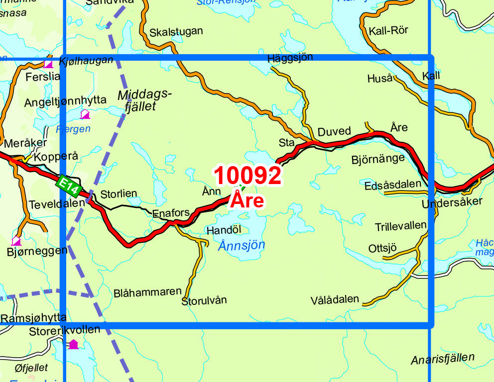Carte de randonnée n° 10092 - Are (Norvège) | Nordeca - Norge-serien carte pliée Nordeca 