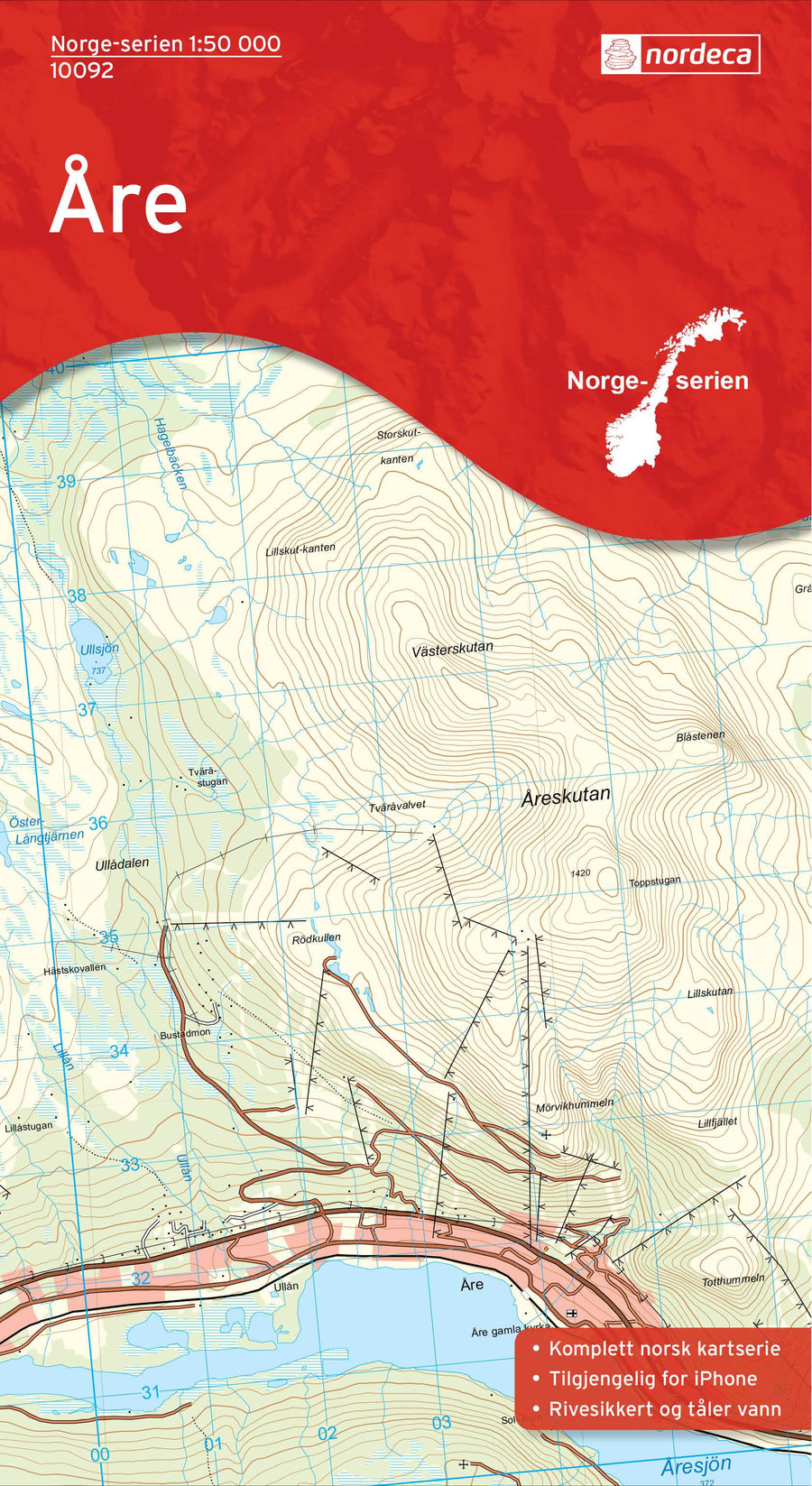 Carte de randonnée n° 10092 - Are (Norvège) | Nordeca - Norge-serien carte pliée Nordeca 