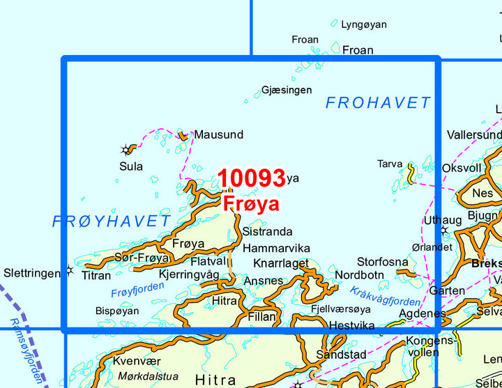 Carte de randonnée n° 10093 - Froya (Norvège) | Nordeca - Norge-serien carte pliée Nordeca 