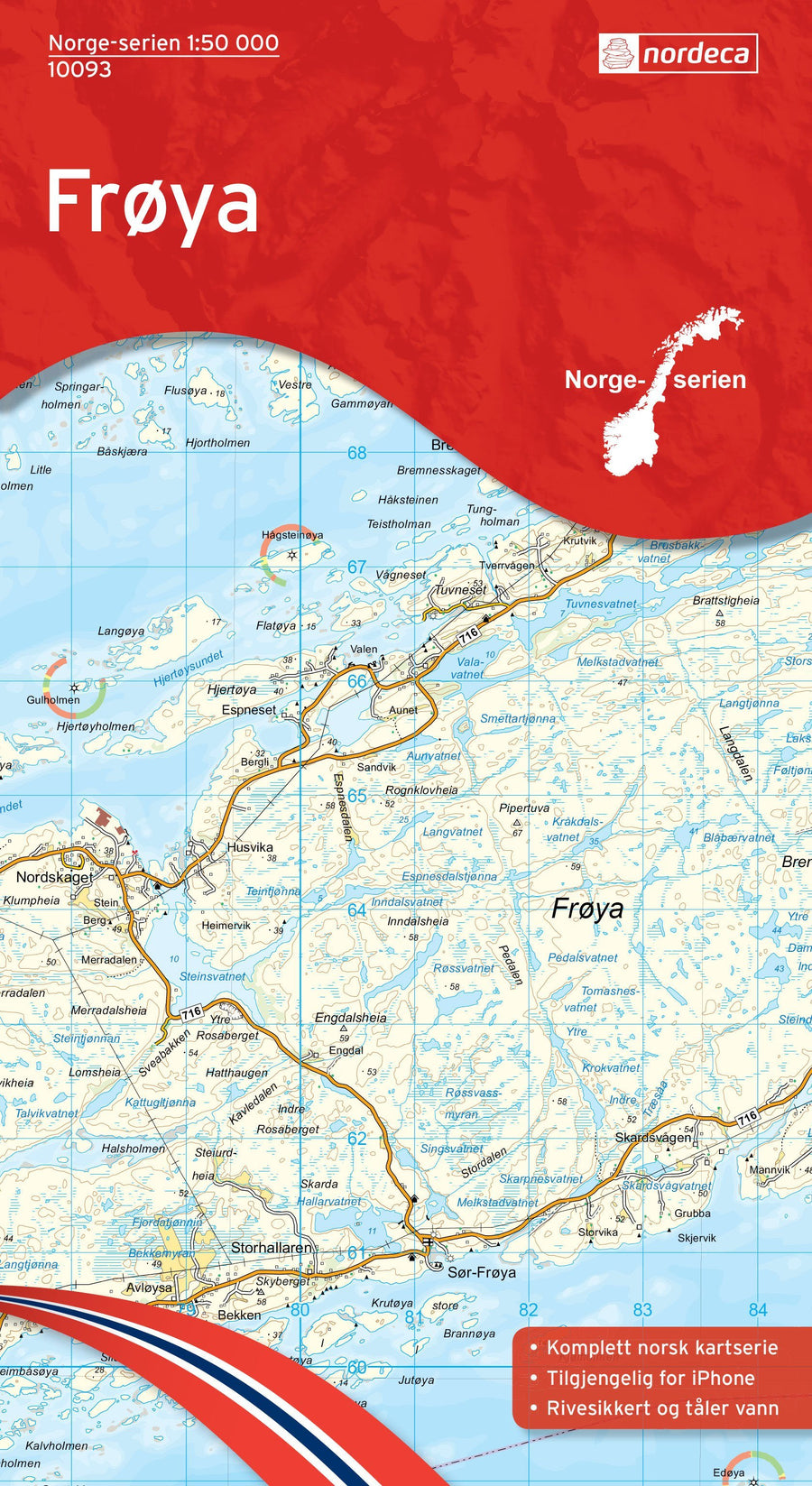 Carte de randonnée n° 10093 - Froya (Norvège) | Nordeca - Norge-serien carte pliée Nordeca 