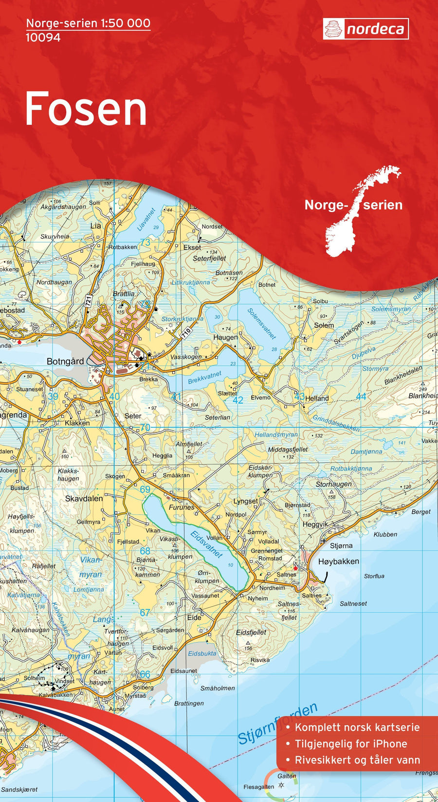 Carte de randonnée n° 10094 - Fosen (Norvège) | Nordeca - Norge-serien carte pliée Nordeca 