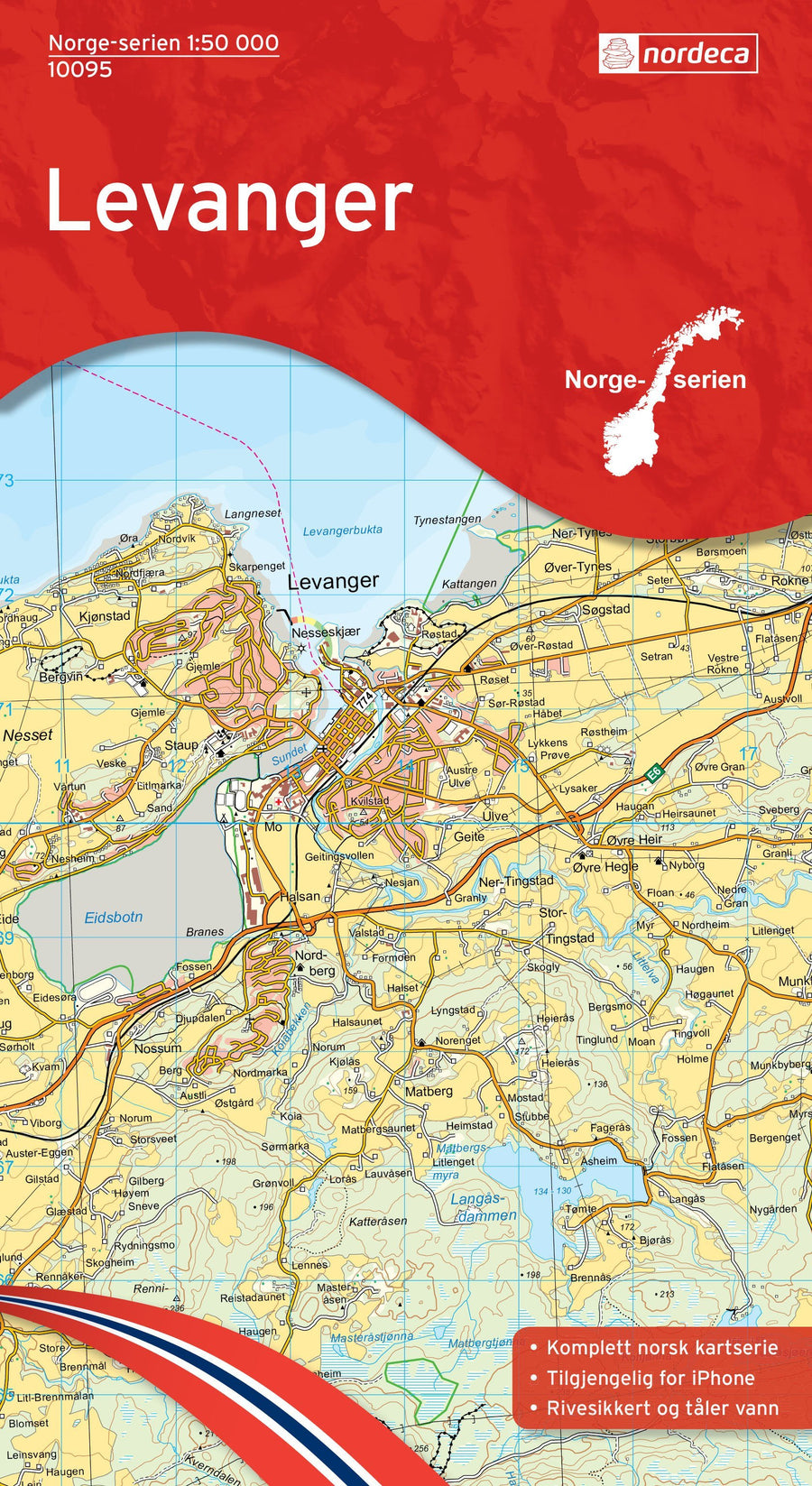 Carte de randonnée n° 10095 - Levanger (Norvège) | Nordeca - Norge-serien carte pliée Nordeca 