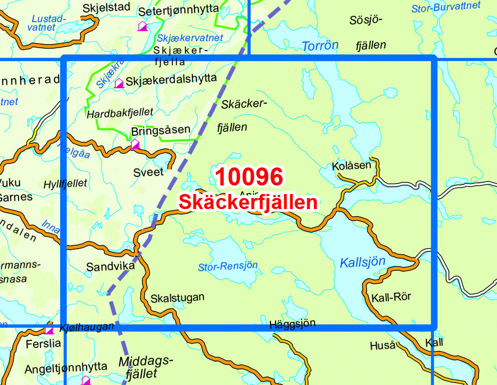Carte de randonnée n° 10096 - Skackerfjallen (Norvège) | Nordeca - Norge-serien carte pliée Nordeca 