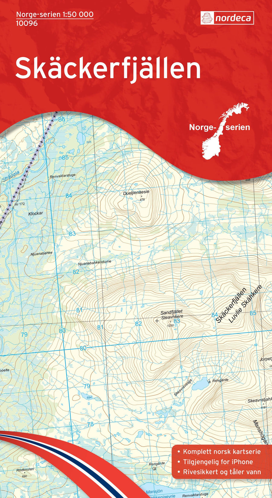 Carte de randonnée n° 10096 - Skackerfjallen (Norvège) | Nordeca - Norge-serien carte pliée Nordeca 