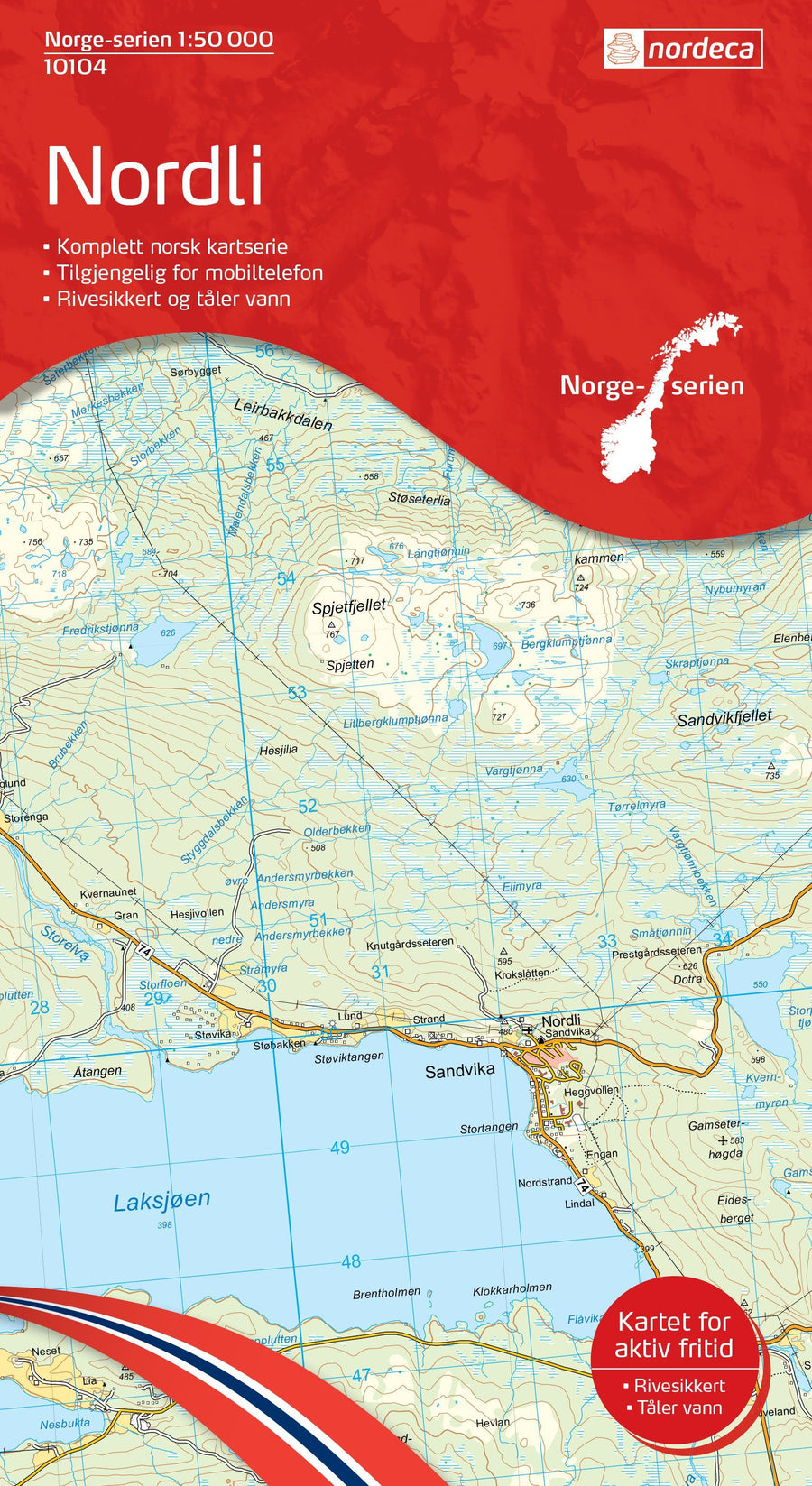 Carte de randonnée n° 10104 - Nordli (Norvège) | Nordeca - Norge-serien carte pliée Nordeca 
