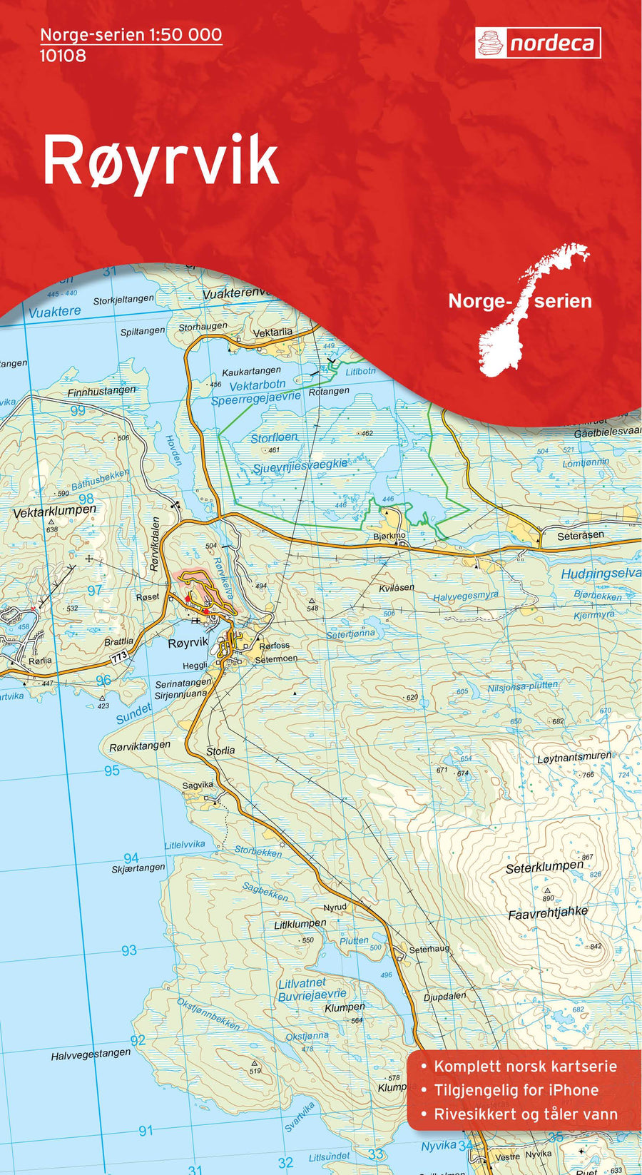 Carte de randonnée n° 10108 - Royrvik (Norvège) | Nordeca - Norge-serien carte pliée Nordeca 