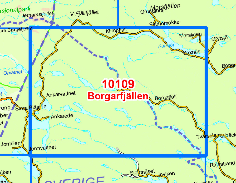 Carte de randonnée n° 10109 - Borgafjallen (Norvège) | Nordeca - Norge-serien carte pliée Nordeca 