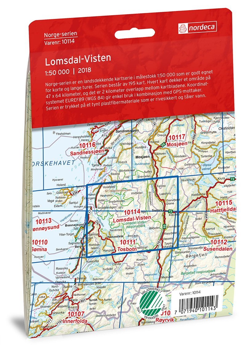 Carte de randonnée n° 10114 - Lomsdal Visten (Norvège) | Nordeca - Norge-serien carte pliée Nordeca 