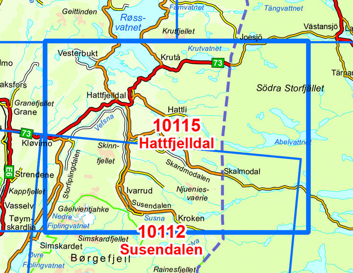 Carte de randonnée n° 10115 - Hattfjelldal (Norvège) | Nordeca - Norge-serien carte pliée Nordeca 