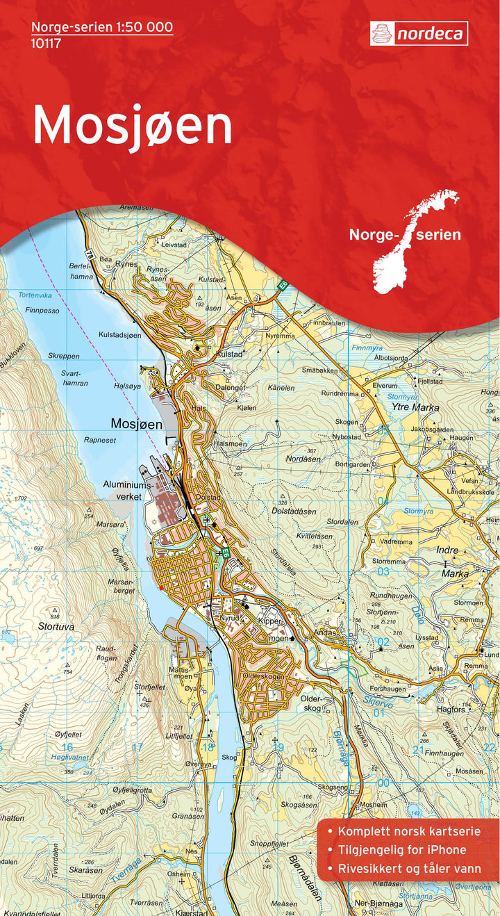 Carte de randonnée n° 10117 - Mosjoen (Norvège) | Nordeca - Norge-serien carte pliée Nordeca 