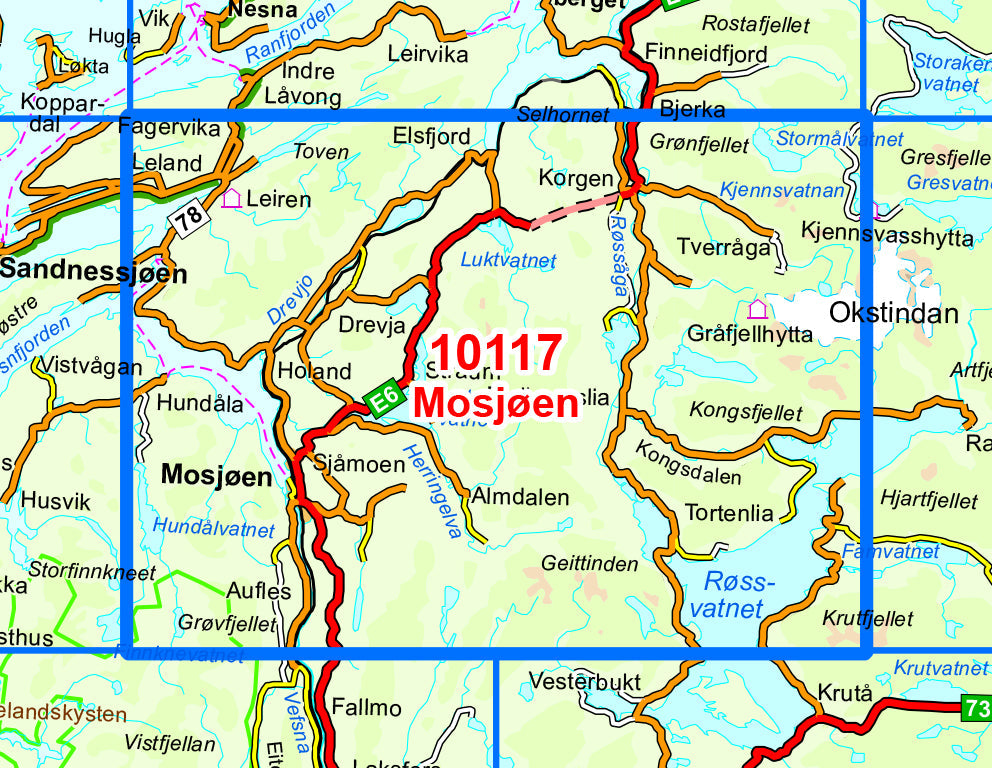 Carte de randonnée n° 10117 - Mosjoen (Norvège) | Nordeca - Norge-serien carte pliée Nordeca 