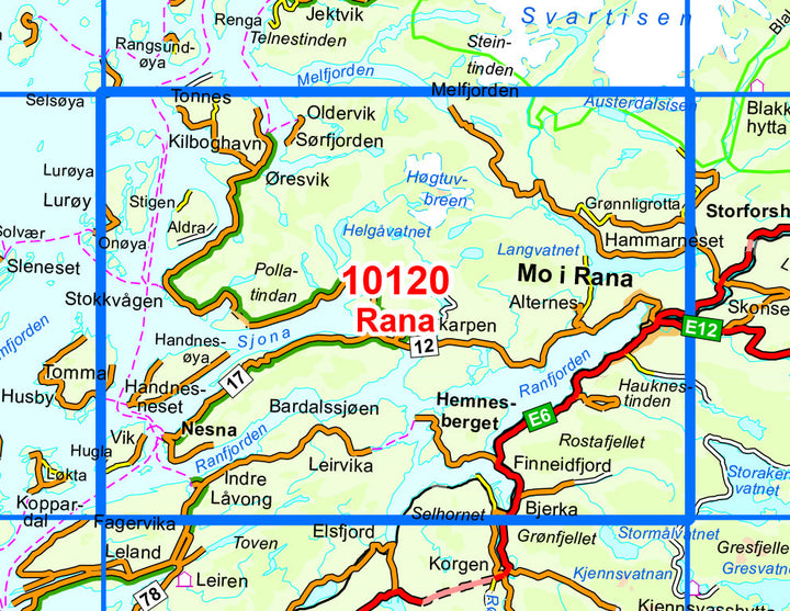 Carte de randonnée n° 10120 - Rana (Norvège) | Nordeca - Norge-serien carte pliée Nordeca 