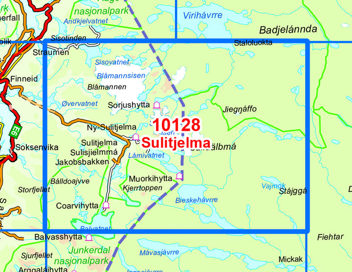 Carte de randonnée n° 10128 - Sulitjelma (Norvège) | Nordeca - Norge-serien carte pliée Nordeca 