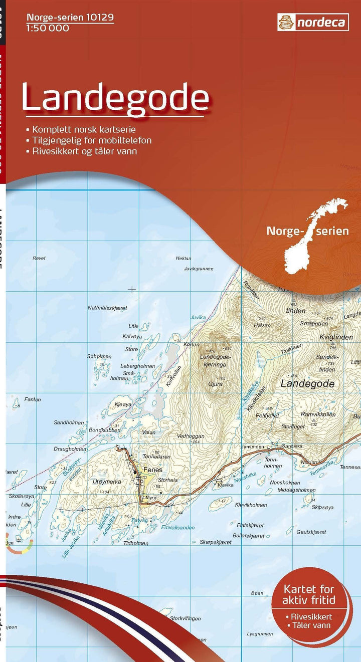 Carte de randonnée n° 10129 - Landegode (Norvège) | Nordeca - Norge-serien carte pliée Nordeca 
