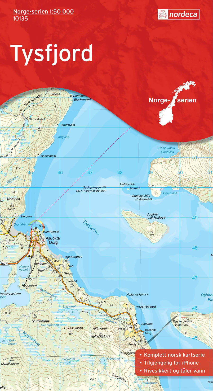 Carte de randonnée n° 10135 - Tysfjord (Norvège) | Nordeca - Norge-serien carte pliée Nordeca 