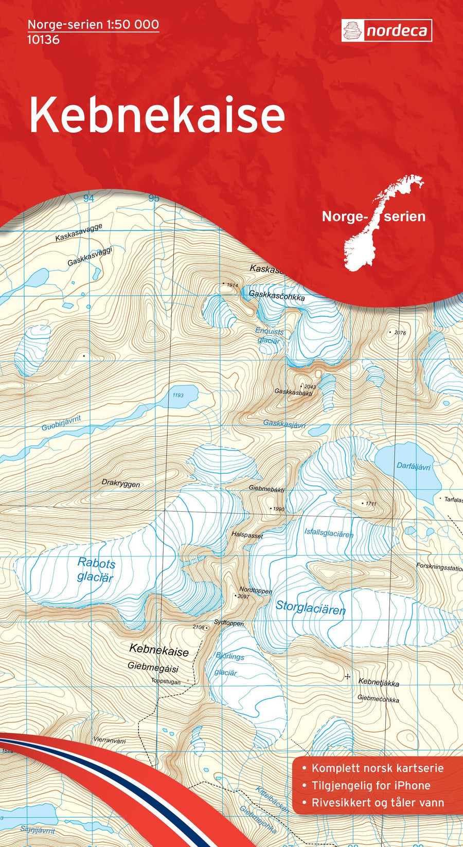 Carte de randonnée n° 10136 - Kebnekaise (Norvège) | Nordeca - Norge-serien carte pliée Nordeca 