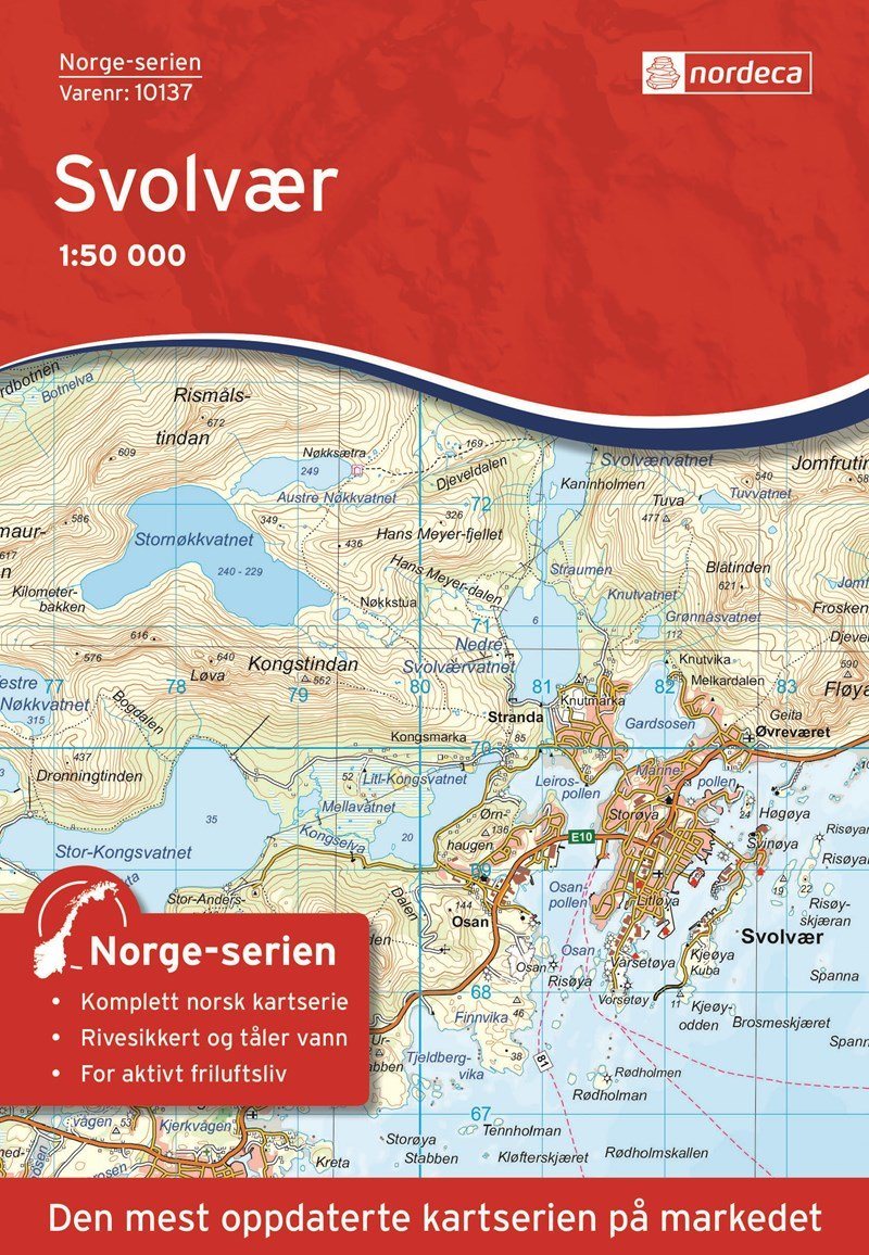 Carte de randonnée n° 10137 - Svolvær (Iles Lofoten) (Norvège) | Nordeca - Norge-serien carte pliée Nordeca 